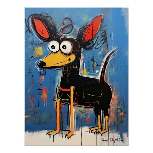 De Dachshund Hond Graffiti 02 - Leonardo Abbacchio Perfect Poster (Voorkant)