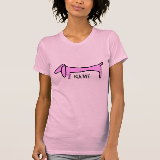 De Dachshund Pink voegt naam toe T-shirt (Voorkant)
