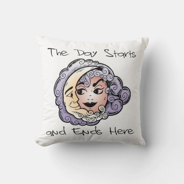 De dag begint en eindigt hier - Pillow Kussen (Voorkant)