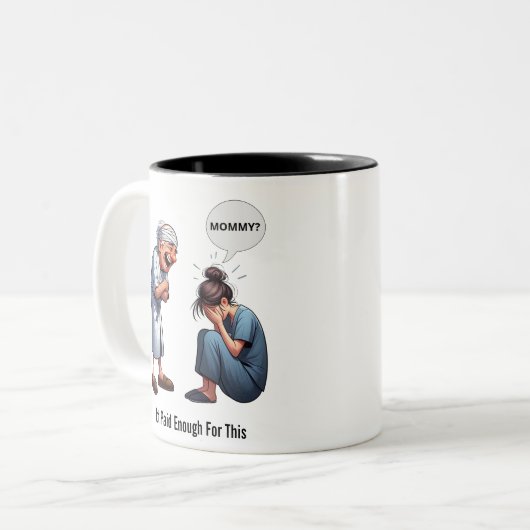 De dag dat de verpleegkundige tweekleurige koffiemok (Voorkant links)