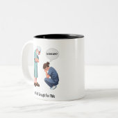De dag dat de verpleegkundige tweekleurige koffiemok (Voorkant links)