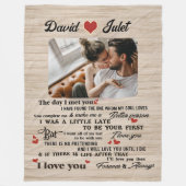 De dag dat ik je ontmoette gepersonaliseerde aange fleece deken (Voorkant)