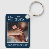 De dag dat ik vader werd, een geboortemoment sleutelhanger (Achterkant)