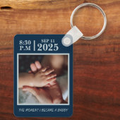 De dag dat ik vader werd, een geboortemoment sleutelhanger (Achterkant)