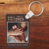 De dag dat ik vader werd, gepersonaliseerd geboort sleutelhanger (Achterkant)