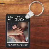 De dag dat ik vader werd, gepersonaliseerde geboor sleutelhanger (Achterkant)