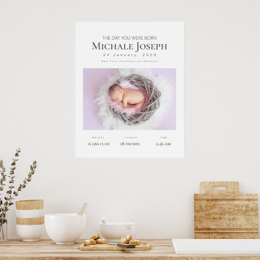 De Dag Dat Je Geboren Bent (PERSONALISEREN) Poster (Keuken)