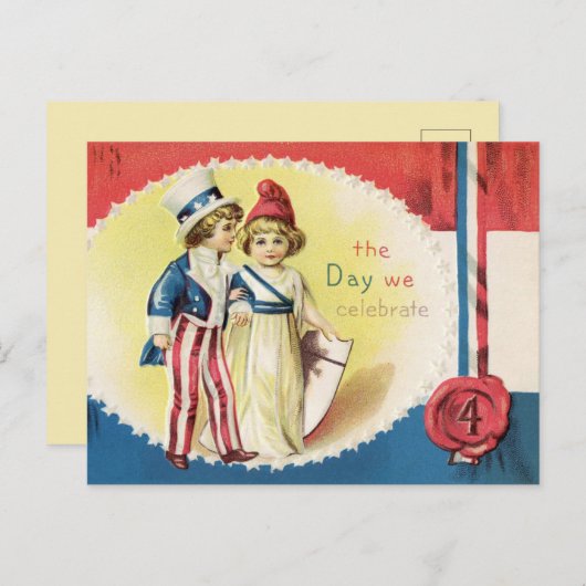  de dag dat we 4 juli vieren briefkaart (Voorkant / Achterkant)