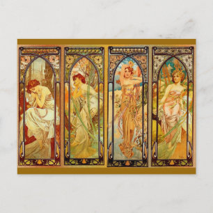 De dag - door Alphonse Mucha Briefkaart