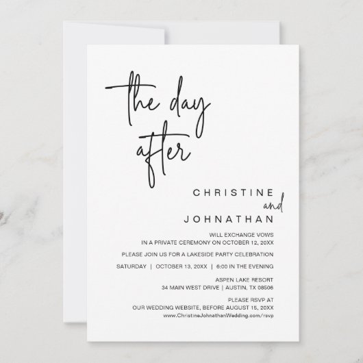 De dag erna, Bruiloft Dinner Party Kaart (Voorkant)