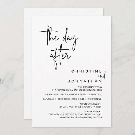 De dag erna, Bruiloft Dinner Party Kaart (Voorkant / Achterkant)