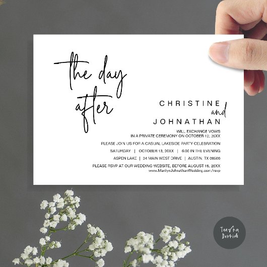 De dag erna, huwelijksfeest kaart