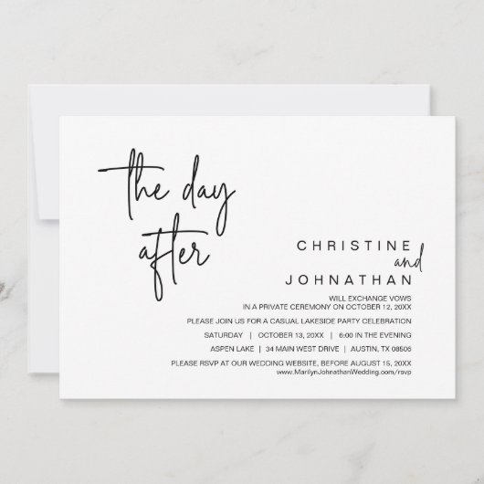 De dag erna, huwelijksfeest kaart (Voorkant)