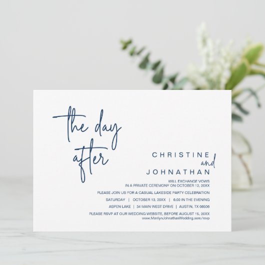 De dag erna, Post Bruiloft Elopement Party, Marine Kaart (Staand voorkant)