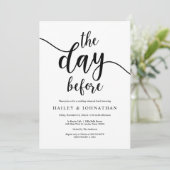 De dag ervoor, bruiloft repetitie lunch of brunch kaart (Staand voorkant)