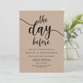 De dag ervoor, bruiloft repetitie lunch of brunch kaart (Staand voorkant)