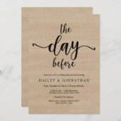 De dag ervoor, bruiloft repetitie lunch of brunch kaart (Voorkant / Achterkant)