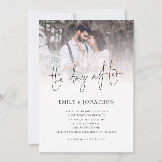 De dag na de foto overlay bruiloft brunch kaart (Voorkant)