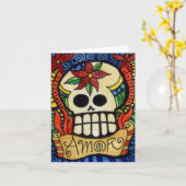 De Dag van Amor van de Dode Schedel van de Suiker Kaart (Gele Bloem)