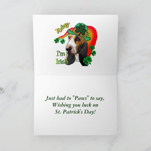 De Dag van Basset Hound St. Patricks Kaart (Binnen)