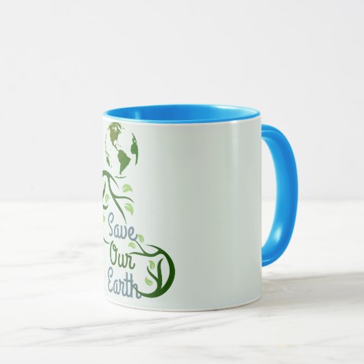 de dag van de aarde, sparen onze aarde, liefdesaar mok (Voorkant rechts)