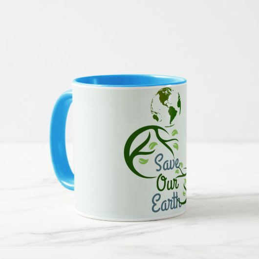 de dag van de aarde, sparen onze aarde, liefdesaar mok (Voorkant links)