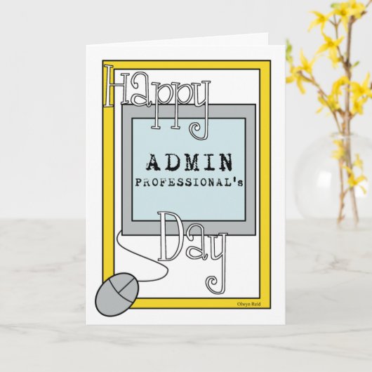 De Dag van de Beroeps van Admin met Computer Kaart (Gele Bloem)