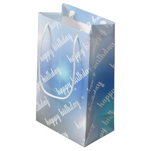 de dag van de blauwe en witte bokeh klein cadeauzakje