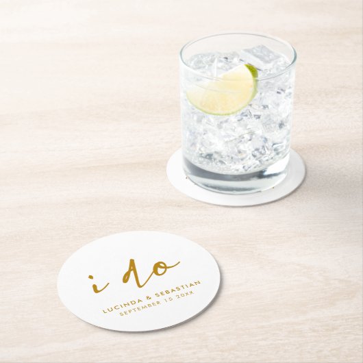 De dag van de bruiloft Elegant Minimale Eenvoudige Ronde Kartonnen Onderzetter (Insitu)