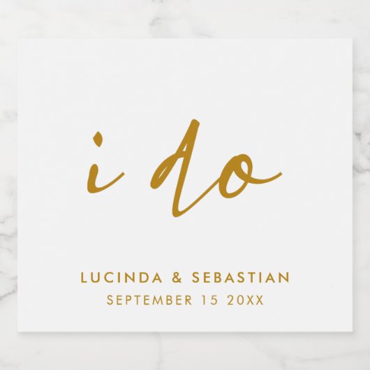 De dag van de bruiloft Elegant Minimale Eenvoudige Sparkling Wijnetiket (Enkel label)