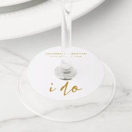 De dag van de bruiloft Elegant Minimale Eenvoudige Wijnglaslabel