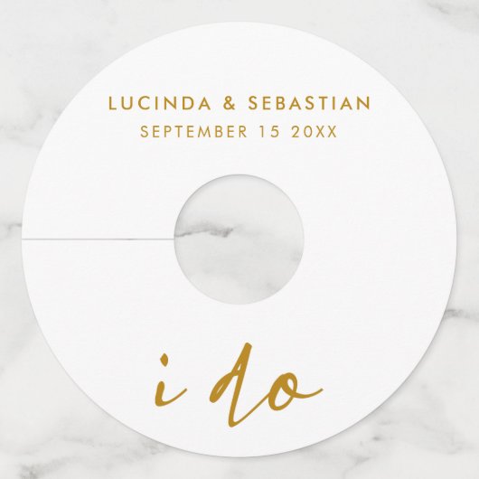 De dag van de bruiloft Elegant Minimale Eenvoudige Wijnglaslabel (Voorkant)