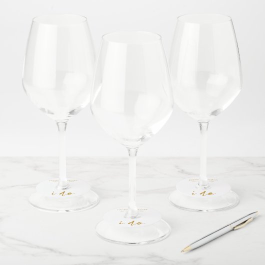 De dag van de bruiloft Elegant Minimale Eenvoudige Wijnglaslabel (Set)