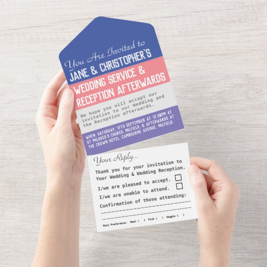 De dag van de bruiloft in één Uitnodiging (Afscheurbaar)