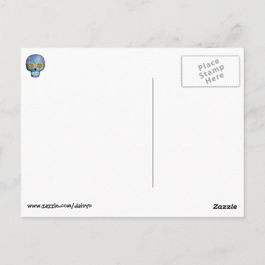 De dag van de dode blauwe suikerschedel briefkaart (Achterkant)