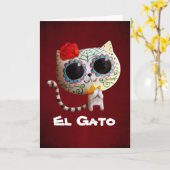 De dag van de Dode Leuke Kat Kaart (Gele Bloem)