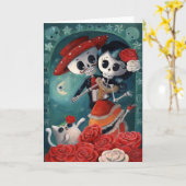 De dag van de Dode Minnaars van het Skelet Kaart (Gele Bloem)