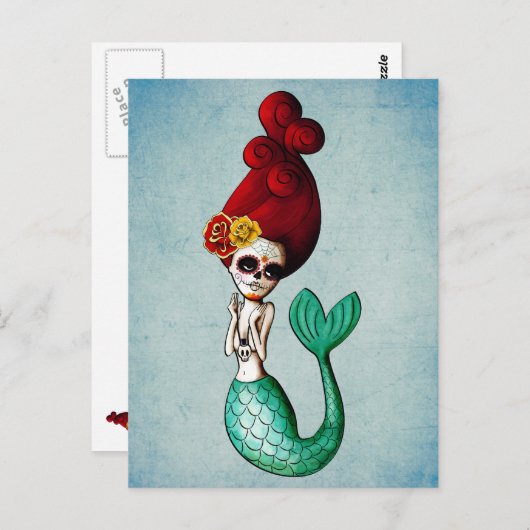 De dag van de dode mooie zeemeermin briefkaart (Voorkant / Achterkant)