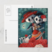 De dag van de dode skeletovers briefkaart (Voorkant / Achterkant)