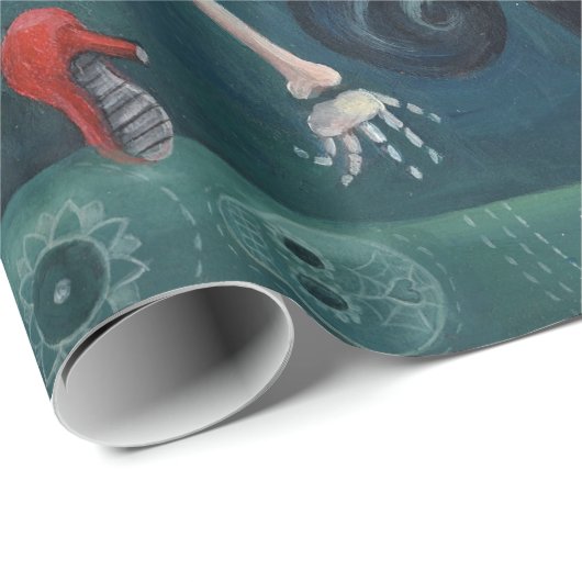 De dag van de dode skeletovers cadeaupapier (Rol Hoek)