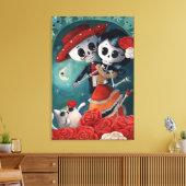 De dag van de dode skeletovers canvas afdruk (Insitu (Woonkamer))