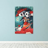 De dag van de dode skeletovers canvas afdruk (Insitu (Houten vloer))