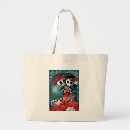 De dag van de dode skeletovers grote tote bag (Voorkant)