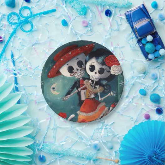 De dag van de dode skeletovers papieren bordje (Feest)