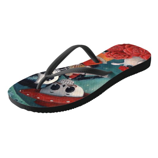 De dag van de dode skeletovers teenslippers (Schuin)