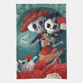 De dag van de dode skeletovers theedoek