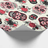 De dag van de dode suikerschedels en het patroon v cadeaupapier (Hoek)