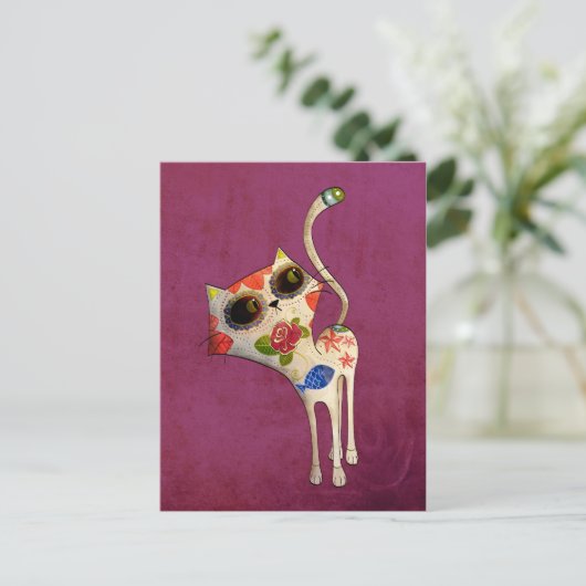 De dag van de dode witte koffer briefkaart (Staand voorkant)