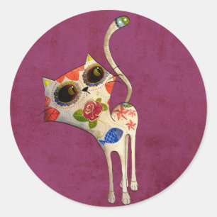 De dag van de dode witte koffer ronde sticker