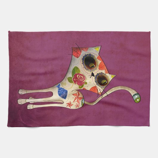 De dag van de dode witte koffer theedoek (Horizontaal)